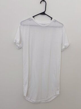 Topshop Topman Long White T-shirt with Rounded Hem